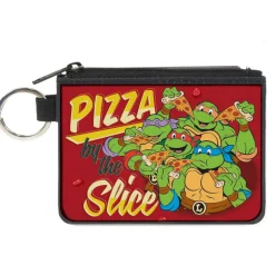 Canvas Zipper Wallet - MINI X-SMALL - Classic TMNT Turtles Pose16 PIZZA BY THE SLICE Reds Yellows