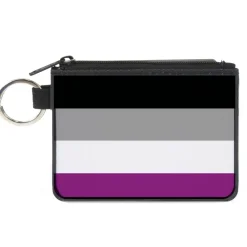 Canvas Zipper Wallet - MINI X-SMALL - Flag Asexual Black Gray White Purple