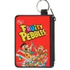 Canvas Zipper Wallet - MINI X-SMALL - FRUITY PEBBLES Fred Flintstone and Barney Rubble Cereal Box Replica Bright Red