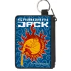 Canvas Zipper Wallet - MINI X-SMALL - SAMURAI JACK MY QUEST CONTINUES Katana Pose Swirl Blues