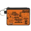 Canvas Zipper Wallet - MINI X-SMALL - Snoopy Poses and Quotes Collage Orange/Black