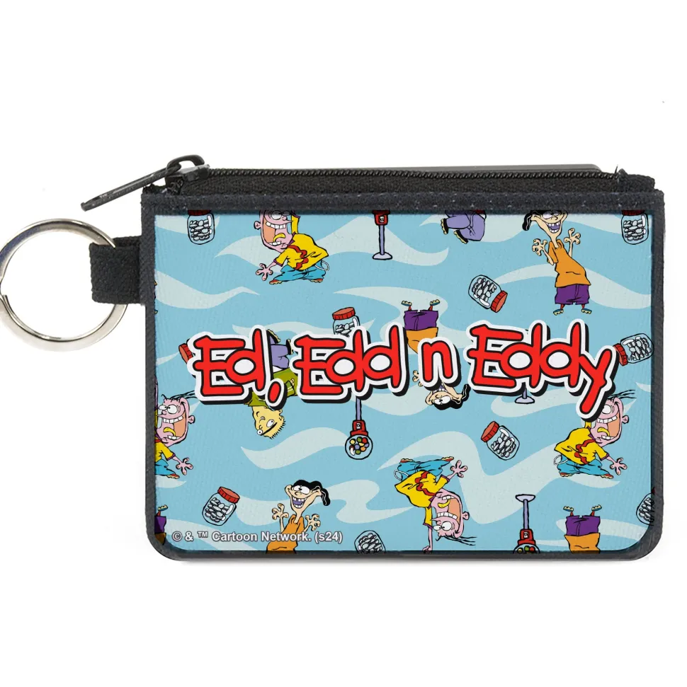 Canvas Zipper Wallet - MINI X-SMALL - ED EDD N EDDY Title Logo and Character Poses Scattered Blues