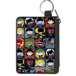 Canvas Zipper Wallet - MINI X-SMALL - Justice League Comics 12-Chibi Character Pose Blocks
