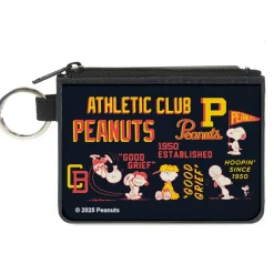 Canvas Zipper Wallet - MINI X-SMALL - PEANUTS ATHLETIC CLUB Varsity Poses and Quotes Collage Black/Red/Yellow