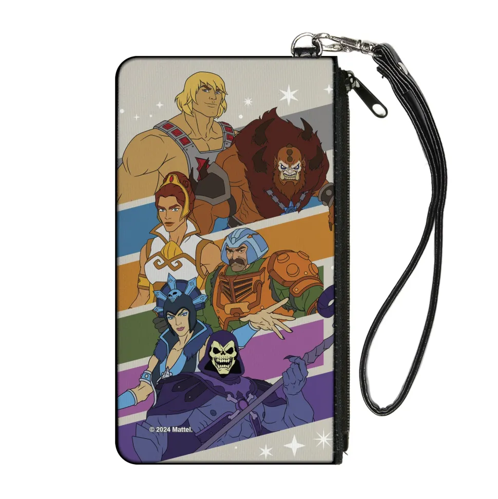 Canvas Zipper Wallet - SMALL - Masters of the Universe Character Stripe Poses White/Multi Color