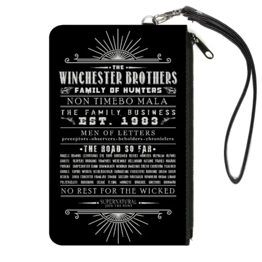Canvas Zipper Wallet - SMALL - Supernatural Quotes Scroll Black White