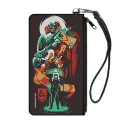 Canvas Zipper Wallet - SMALL - Dungeons and Dragons Character Collage Brown/Multi Color