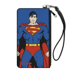Canvas Zipper Wallet - SMALL - Superman Standing Pose Blue