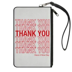 Canvas Zipper Wallet - SMALL - THANK YOU HAVE A NICE DAY Bag Print White Red
