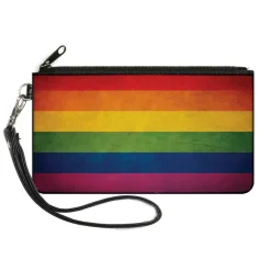 Canvas Zipper Wallet - SMALL - Flag Pride Distressed Rainbow