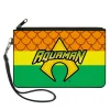 Canvas Zipper Wallet - SMALL - AQUAMAN Logo3 Scales Stripe Orange Yellow Green