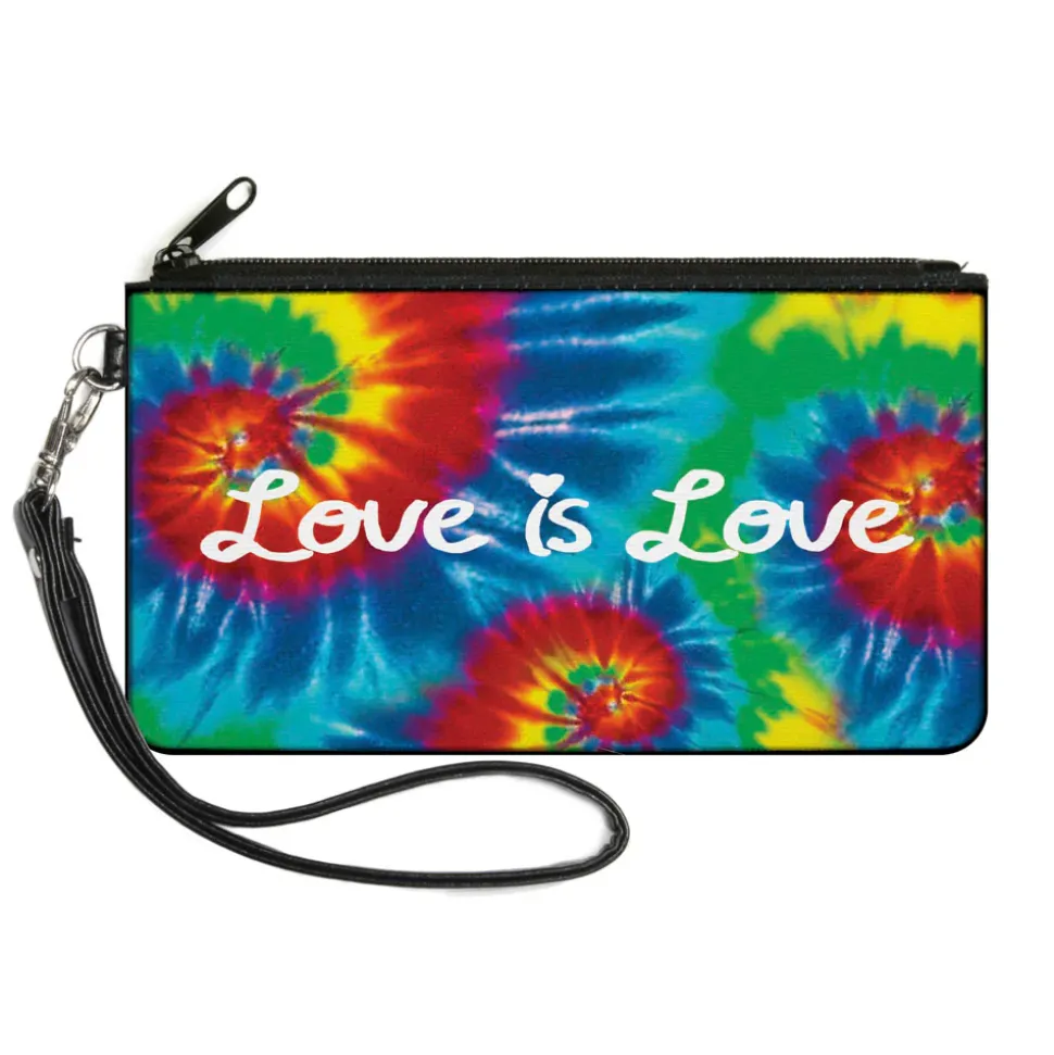 Canvas Zipper Wallet - SMALL - LOVE IS LOVE BD Tie Dye White