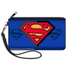 Canvas Zipper Wallet - SMALL - Superman Shield Centered Shield Stripe Blues