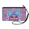 Canvas Zipper Wallet - SMALL - Furby Purple Excited Furby Pose and Icons Grid Collage Pink/Purple