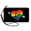 Canvas Zipper Wallet - SMALL - LOVE Rainbow Stripe Heart Black Multi Color