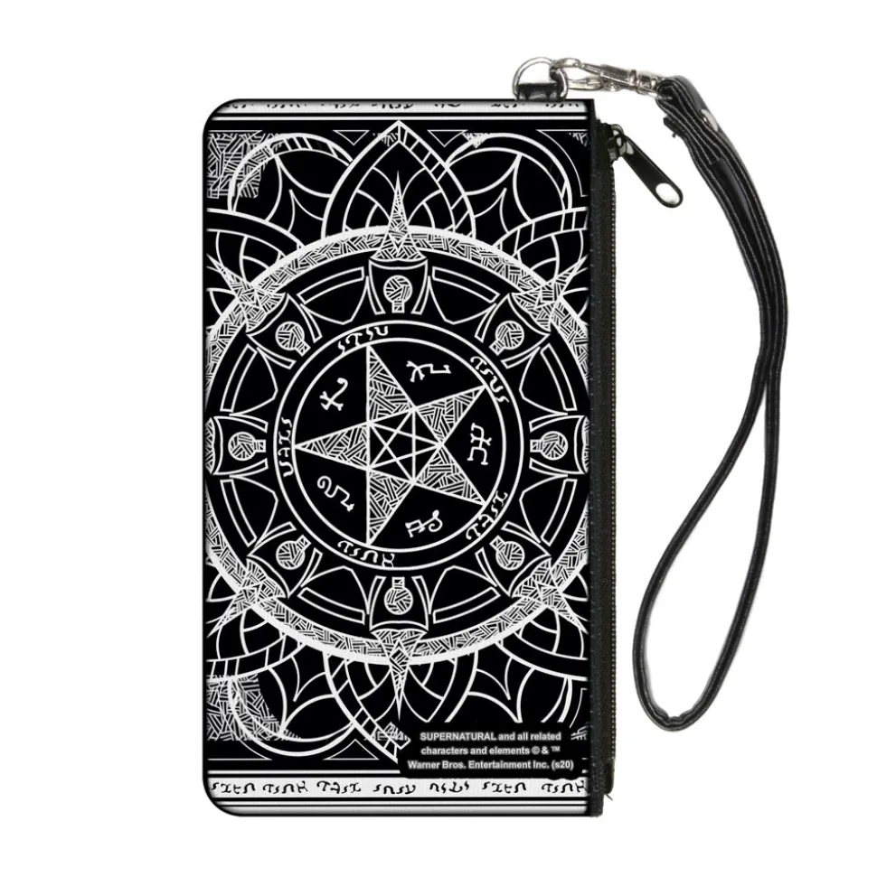Canvas Zipper Wallet - SMALL - Supernatural Devil's Trap Symbol CLOSE-UP Black White