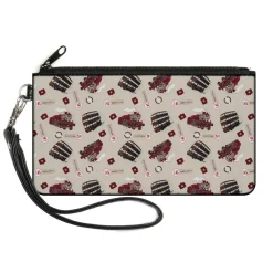 Canvas Zipper Wallet - SMALL - Harry Potter Hogwarts Express Knight Bus Collage Beige Reds