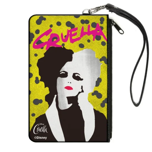 Canvas Zipper Wallet - SMALL - CRUELLA Cruell World Pose Halftone Yellow Gray Pink