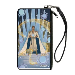 Canvas Zipper Wallet - SMALL - Wish King Magnifico Orb and Swirl Pose Blues/Yellows