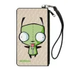 Canvas Zipper Wallet - SMALL - Invader Zim GIR Pose and Bone Tan/White