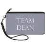 Canvas Zipper Wallet - SMALL - Supernatural TEAM DEAN Text Gray White