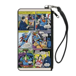 Canvas Zipper Wallet - SMALL - Superman Clark Kent Retro Comic Scene Blocks