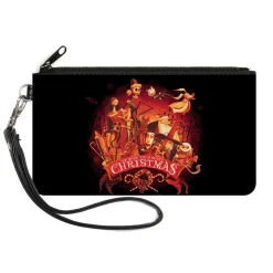 Canvas Zipper Wallet - SMALL - The Nightmare Before Christmas WE WISH YOU A SCARY CHRISTMAS Group Pose Black Oranges