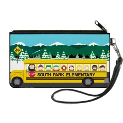Canvas Zipper Wallet - SMALL - SOUTH PARK ELEMENTARY School Bus Group Pose Mountain Scene
