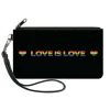 Canvas Zipper Wallet - SMALL - LOVE IS LOVE Heart Black Rainbow