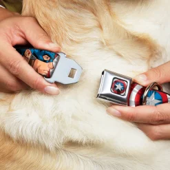 Captain America Shield2 CLOSE-UP Full Color Seatbelt Buckle Collar - Captain America Face Turns/Shield CLOSE-UP