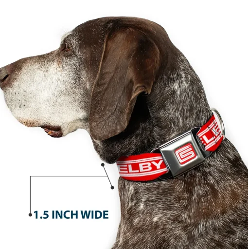 Carroll Shelby CS Racing Logo Full Color Red/White Seatbelt Buckle Collar - Carroll Shelby CS SHELBY Racing Logo Block Red/White