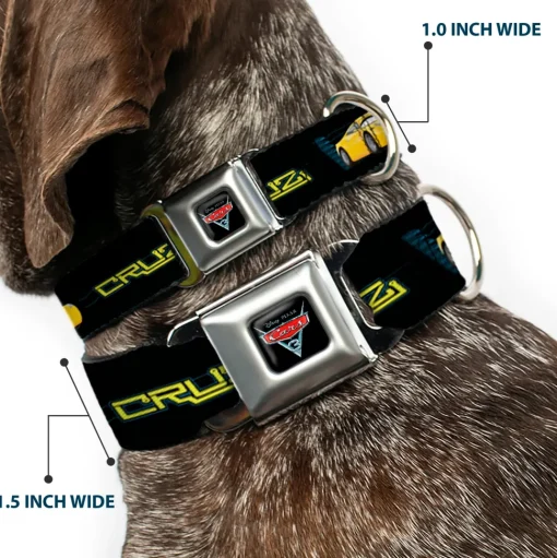 CARS 3 Emblem Full Color Black Silver Red Seatbelt Buckle Collar - Cars 3 CRUZ Car Profile Black/Blue/Yellow
