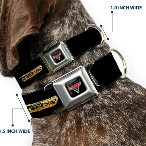 CARS 3 Emblem Full Color Black Silver Red Seatbelt Buckle Collar - Cars 3 LIGHTNING MCQUEEN Pose/Bolt Black/Yellows