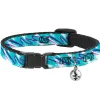 Cat Collar Breakaway - Jazzy Wave Scribble White Teal Purple