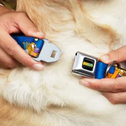 CatDog Stretch/CATDOG Logo Seatbelt Buckle Collar - CatDog Hanging Out Poses Blue