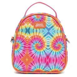 Cheech & Chong Vegan Leather Cross Body Backpack for Men and Women with Adjustable Strap, Faces Debossed Multi Color Tie Dye, Multicolor