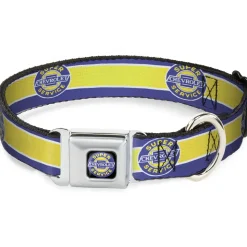 CHEVROLET SUPER SERVICE Logo Full Color Black/Blue/Yellow/White Seatbelt Buckle Collar - CHEVROLET SUPER SERVICE Logo/Stripe Blue/White/Yellow