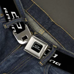 Chevy Bowtie RACING Logo Full Color Black/White Seatbelt Belt - Chevy Bowtie RACING Logo Black/White Webbing