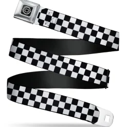 Chevy Seatbelt Belt - Checker Black/White Webbing