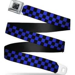 Chevy Seatbelt Belt - Checker Black/Neon Blue Webbing