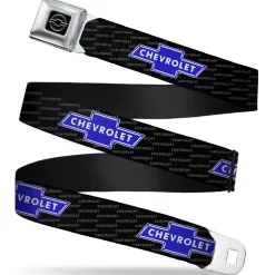 Chevy Seatbelt Belt - Chevy Bowtie REPEAT w/Text Webbing