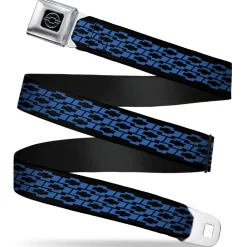 Chevy Seatbelt Belt - Chevy Bowties 3-Row Black/Blue Webbing