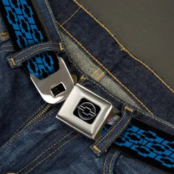 Chevy Seatbelt Belt - Chevy Bowties 3-Row Black/Blue Webbing