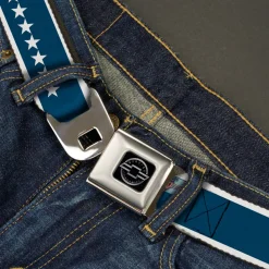 Chevy Seatbelt Belt - CHEVROLET Bowtie/Stars Blue/White Webbing