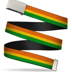 Chrome Buckle Web Belt - Aquaman Rasta Webbing