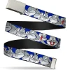 Chrome Buckle Web Belt - Bugs Bunny CLOSE-UP Poses Blue Webbing
