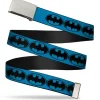 Chrome Buckle Web Belt - Bat Signal-3 Blue/Black/Blue Webbing