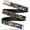 Chrome Buckle Web Belt - Batman & Joker Comic Blocks Webbing