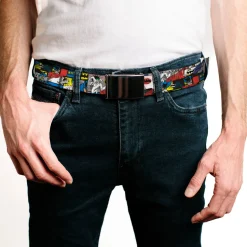 Chrome Buckle Web Belt - Batman & Joker Comic Blocks Webbing