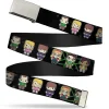 Chrome Buckle Web Belt - Big Bang Theory Chibi Characters/Atom/Stars Webbing